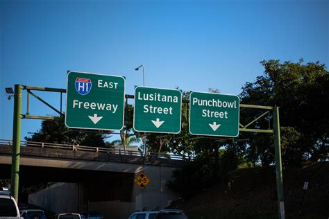 highway sign scene  hawaii  wavees