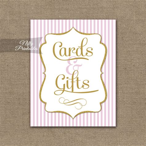 printable cards gifts sign pink gold