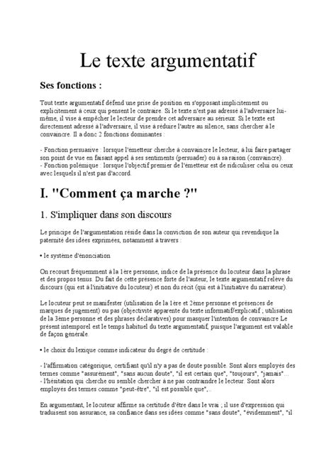 0le Texte Argumentatif Argumentation Vérité Free Download Nude Photo