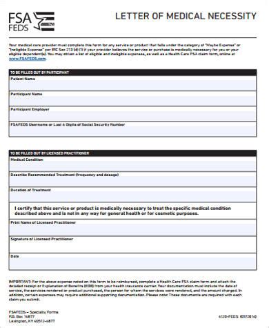 sample medical necessity forms  ms word