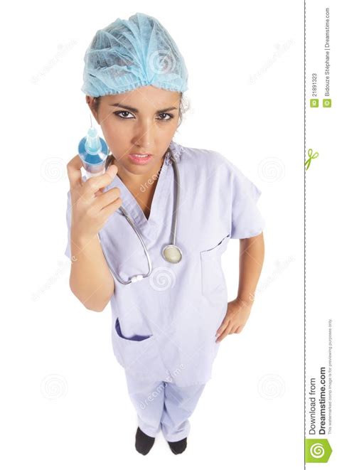 menacing nurse holding needle stock image image of pointing nurse 21891323