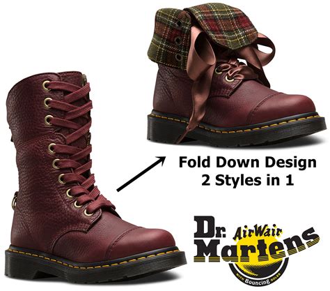 dr martens ladies aimilita  eye fold  cherry red grizzly leather boots ebay