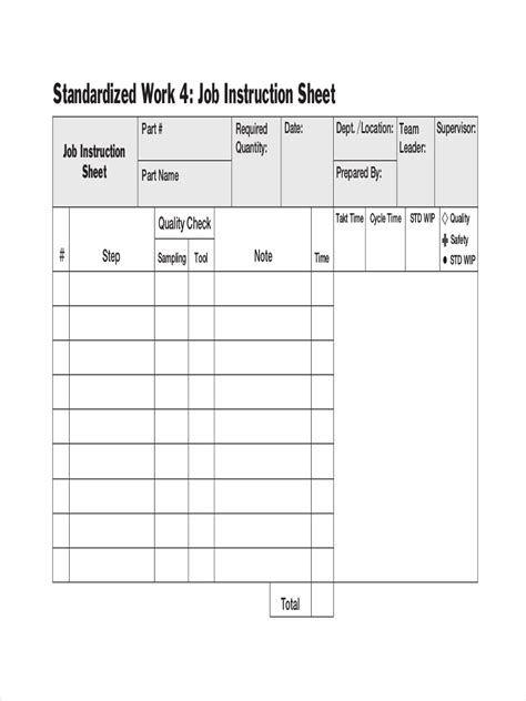 standard work instruction template