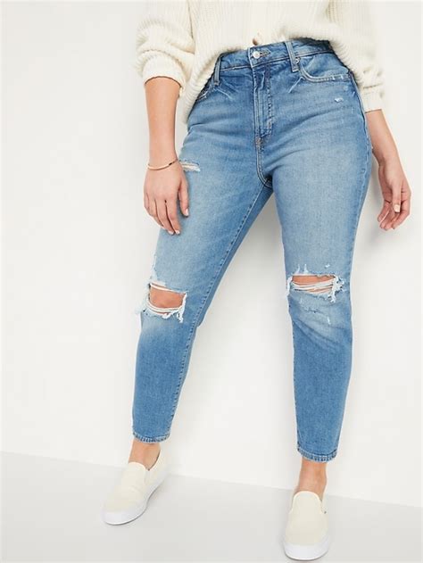 high waisted o g straight light wash ripped jeans for women old navy