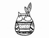 Owl Indian Para Coloring Indio Dibujos Colorear Búho Dibujo Coloringcrew Imprimir sketch template