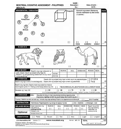 adaptation of the montreal cognitive assessment for
