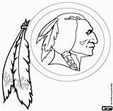 Redskins Nfl Helmet Emblem Oncoloring Logot Rojas sketch template