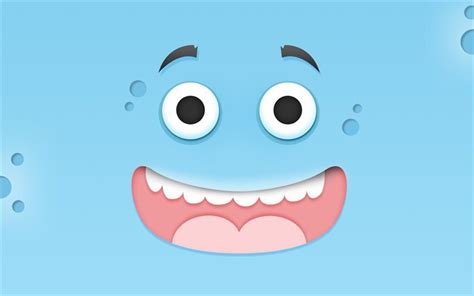 Download Wallpapers Smile Happy Face Blue Background
