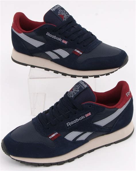 reebok classic leather trainers  navy red  casual classics