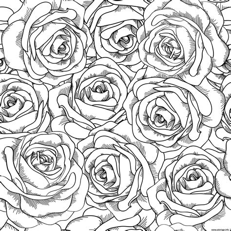 coloriage fleurs adulte roses jecoloriecom