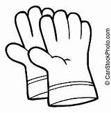 Gloves Outline Coloring Clipart Pair Gardening Hand Drawing Stock Glove Protective Cartoon Boxing Clip Illustrations Hanging Hittoon Safety Vector Latex sketch template