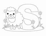 Coloring Letter Sheep sketch template