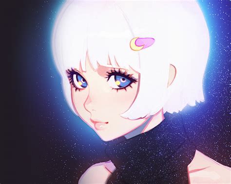 ax54 ilya kuvshinov illustration art girl dark white hair