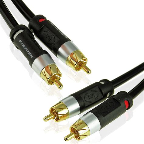 mediabridge stereo cable  left   audio  feet rca  rca gold plated connectors