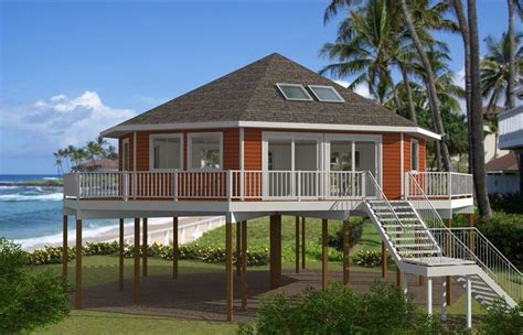 elevated deck octagon beach house google search house  stilts stilt house plans house