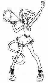 Monster Coloring High Pages Toralei Cheer Cheerleading Trumpet Stripe Cat Print Cheerleader Stunts Brass Dolls Colouring Imageslist Getcolorings Color Pom sketch template