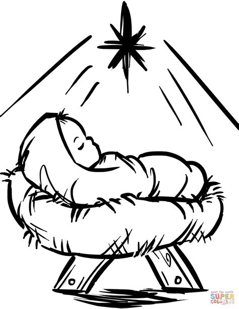 baby jesus manger scene coloring page  printable coloring pages