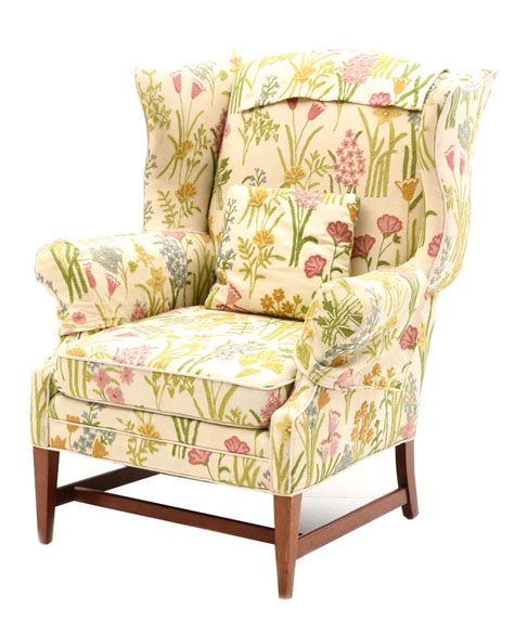 pair  embroidered floral armchairs ebth