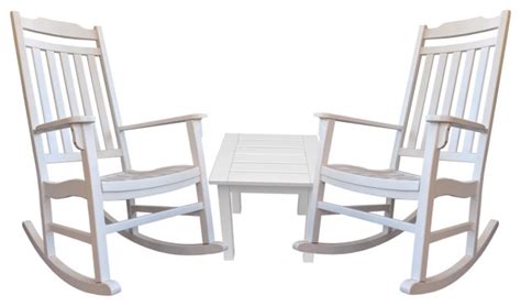 worlds finest outdoor rocker set   side table wood painted white