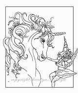 Unicornio Unicorns Fantasy Fairies Kleurplaten Eenhoorn Hada Embellish Foal Volwassenen Feeën Kleurboeken Tekenen sketch template