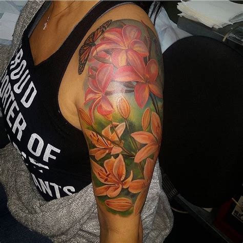 Hotmen Black And White Lotus Flower Half Sleeve Tattoo