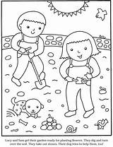 Kids Garden Coloring Pages Color Flowers Gardening Dover Preschool Publications Playing Sheets Children Welcome Doverpublications Gardens Spring Flower Activities Book sketch template