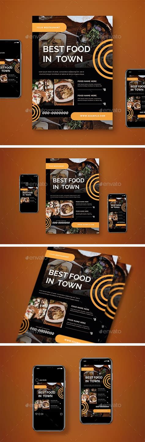 restaurant menu promotion flyer set  graphicook graphicriver