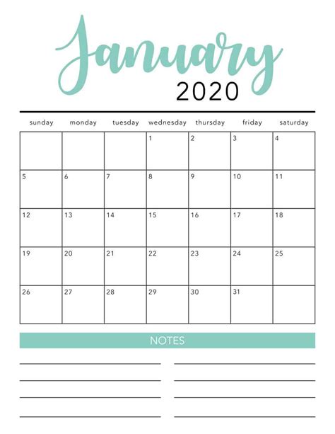 Free 2020 Printable Calendar Template 2 Colors I
