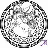 Coloring Pages Sagittarius Stained Zodiac Glass Akili Color Printable Signs Amethyst Adult Deviantart Adults Gemini Horoscope Beast Beauty Easy Window sketch template