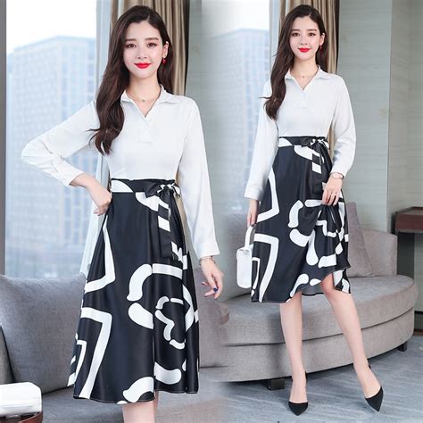 2019 Large Size Ladies Spring Clothing Korean Fashion Dress New Gentle