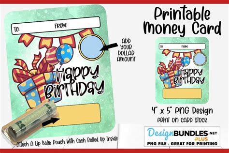 birthday cake money card png birthday money card