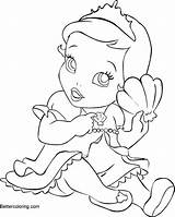 Baby Coloring Pages Disney Princess Ariel Drawing Kids Printable Adults sketch template