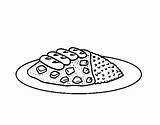 Plate Combo Coloring Coloringcrew Pasta Food sketch template