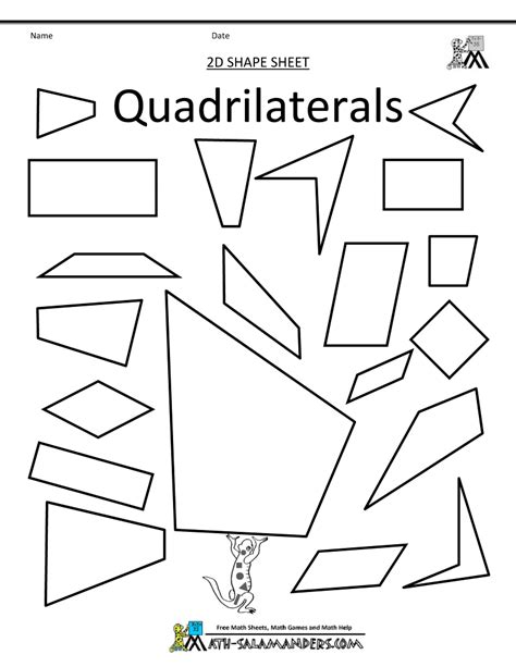 identify quadrilaterals worksheets