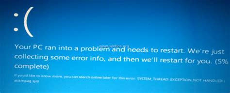 fix system thread exception not handled in windows 10 8