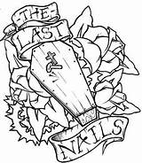 Tattoo Coffin Thorns sketch template