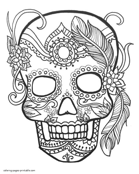 printable sugar skull coloring pages coloring pages printablecom