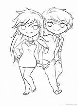 Coloring Pages Couple Cute Emo Anime Color Drawing Getdrawings Getcolorings sketch template