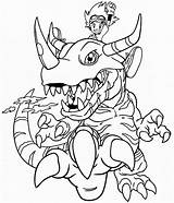 Agumon Tai Kamiya Coloring Pages Digimon Printable sketch template