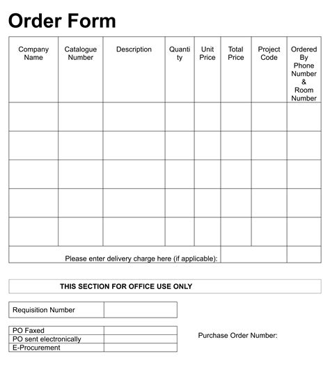 printable blank order forms printable forms
