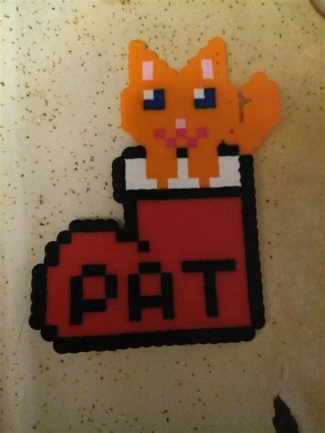 Perler Bead Stocking With A Cat Made For My Moms Friend Treasure