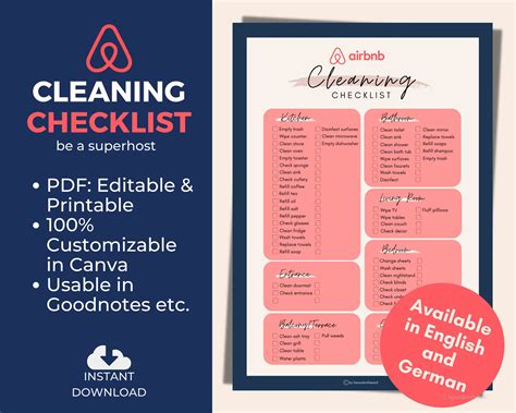 printable airbnb cleaning checklist printable templates