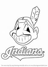Indians Cleveland Logo Draw Drawing Coloring Pages Mlb Printable Step Tutorials Template Drawingtutorials101 sketch template