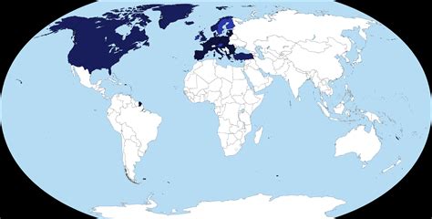 map   world depicting  member states  nato   eu oc  rmapporn