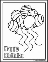 Birthday Coloring Pages Happy Printable Balloons Pdf Cake Printables Customizable sketch template