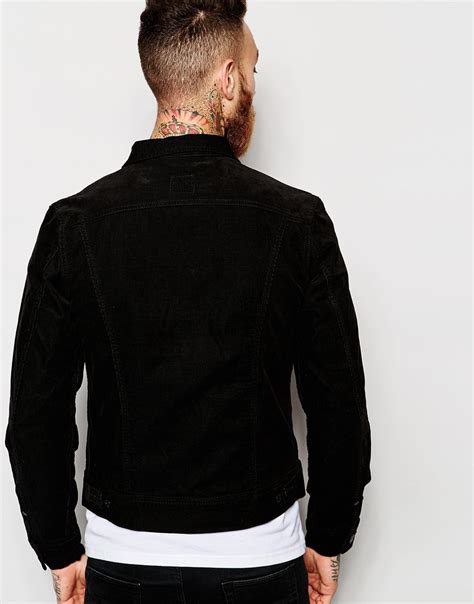Lee Jeans Denim Jacket Rider Slim Fit Stretch Fine Cord In Black For