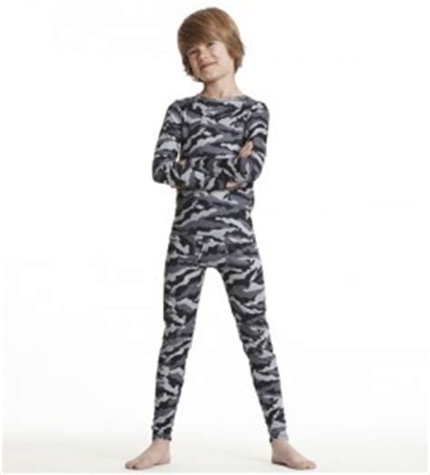 cuddl duds climate smart boys thermal gray camo  pcs  long sleeve