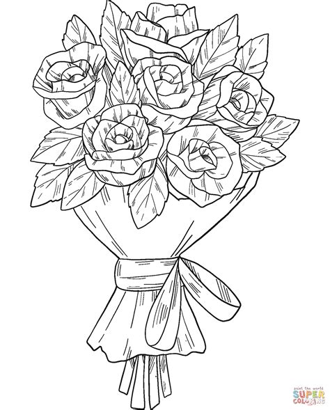 bouquet  roses coloring page  printable coloring pages