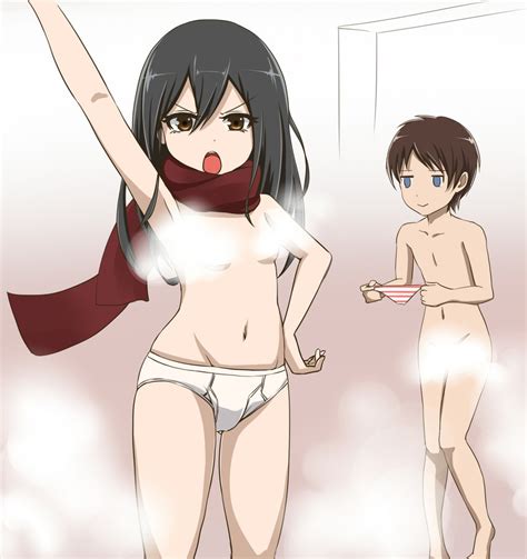 mikasa ackerman and eren yeager shingeki no kyojin drawn