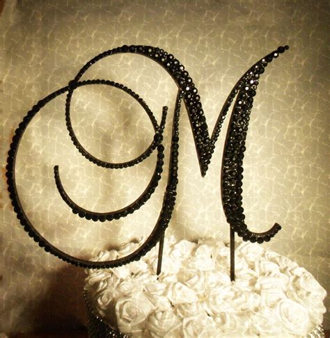 Swarovski Crystals Monogram Letter 6 Wedding Cake Topper